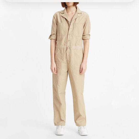 LEVI'S Premium Women's Utility Cotton Jumpsuit in Crisp Twill Nomad, Size Small - Picture 1 of 15